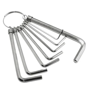 10 Pcs Metric Combination Hex Key Allen Wrench Set with Keyring - Sizes 1mm to 10mm
