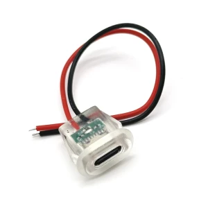2-Pin USB Type-C 5A Input Charging Socket with LED Light Plate – Waterproof Female Connector Jack