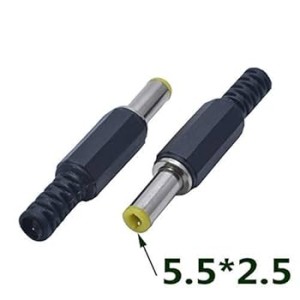 5.5mm x 2.5mm DC Power Connector Plug – Black