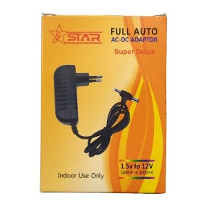 Universal Automatic Power Adapter Charger (1.5V to 12V) with 2 DC Jacks
