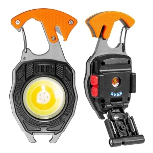 Multifunctional Rechargeable LED Keychain Light (Black & Blue)