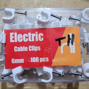 Electric Cable Clips – 6mm (Box of 100 Pieces)