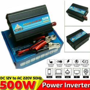 500W Solar Power Inverter – 12V DC to 220V AC with USB & Battery Clips